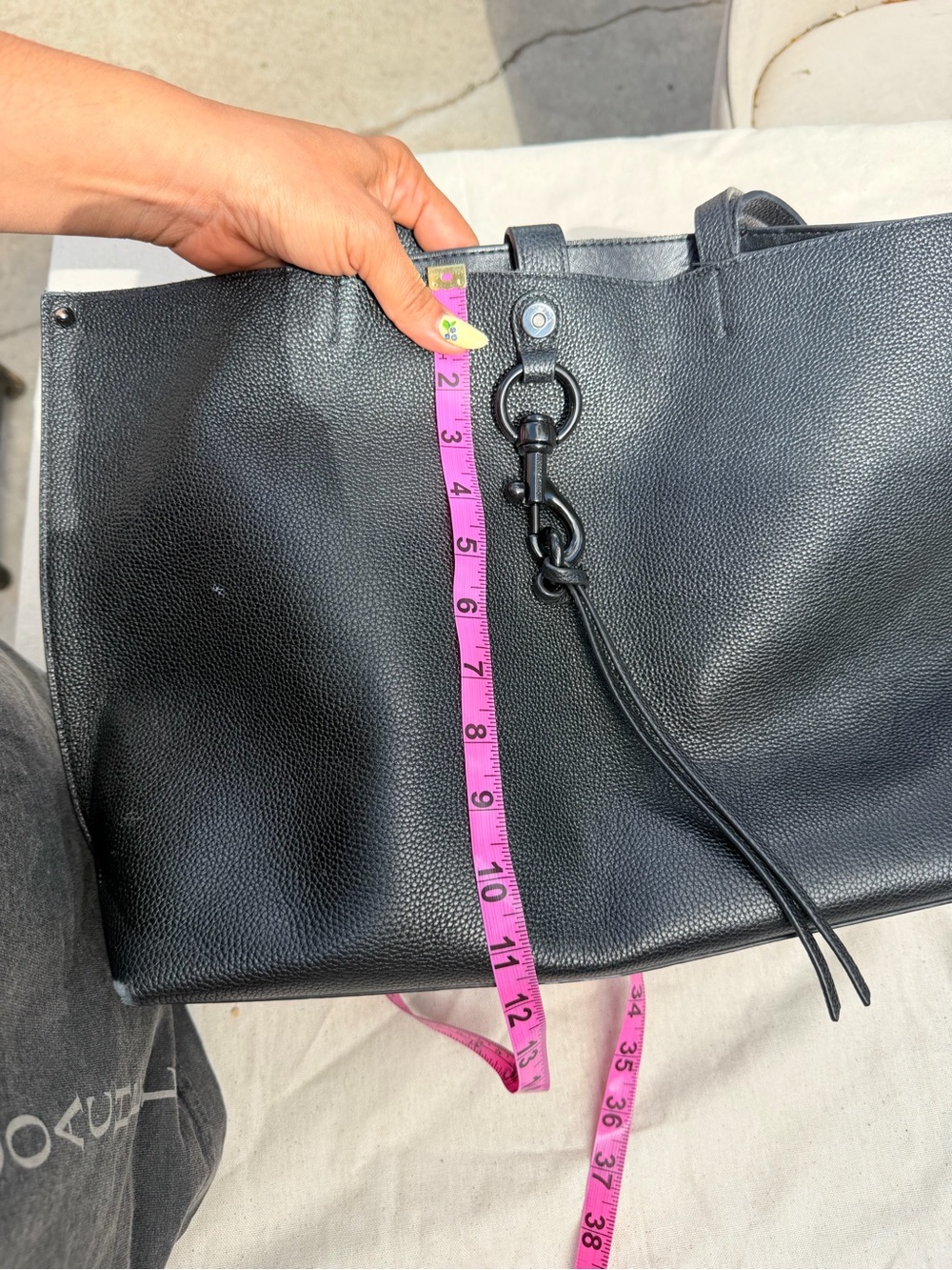 Rebecca Minkoff black pebbled leather large Megan tote bag - Picture 12 of 15